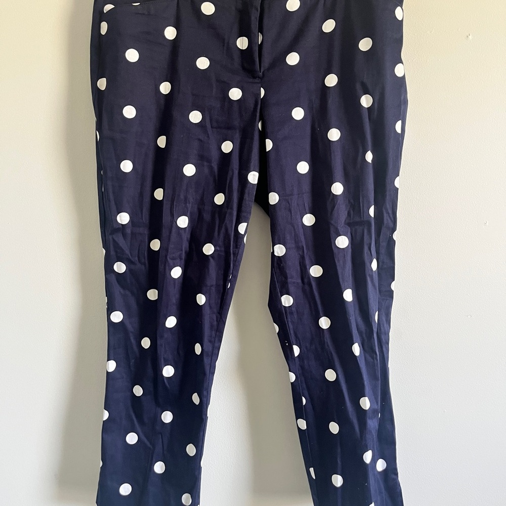 New York & Company Navy and White Polka Dot Pants